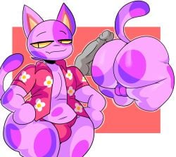 animal_crossing ass backsack barely_clothed big_ass bob_(animal_crossing) bubble_butt cat dork_boi feline femboy huge_ass lewd_dorky nintendo no_humans open_clothes open_shirt penis penis_on_ass skin_fang tail testicles wide_hips yellow_eyes