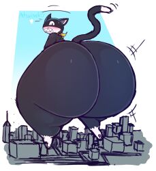 ass ass_bigger_than_body ass_bigger_than_building ass_bigger_than_city ass_bigger_than_head ass_focus atsuinekowo big_ass blush bubble_butt cat cat_tail city_sized colossal_ass embarrassed huge_ass hyper hyper_ass hyper_butt jiggling_ass massive_ass morgana_(persona) persona thick_thighs wide_hips