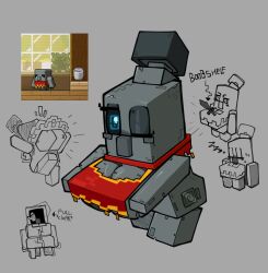 freshlylemon golem minecraft mineral_fauna mineral_humanoid mob_vote reference_image rock rock_creature rock_humanoid stone_body tagme tuff_golem wink winking winking_at_viewer