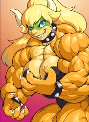 1girls anthro anthro_only bowser bowsette female female_bowser female_only hyper_muscles koopa mario_(series) muscle_focus muscular muscular_female new_super_mario_bros._u_deluxe nintendo pokkuti princess_koopa princess_peach solo standing