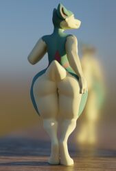 2021 3d_(artwork) anthro anthrofied ass big_butt blender_(software) cindy_(cindyquilava) digital_media_(artwork) efoav female generation_2_pokemon hand_on_butt hi_res mammal multicolored_body nintendo nude pokemon pokemon_(species) quilava rear_view solo thick_thighs video_games wide_hips