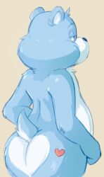 1boy 2017 anthro ass bear blue_fur care_bears chubby chubby_male color dandi digital_media_(artwork) furry grumpy_bear male male_only markings pinup standing