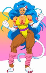 clothing darkstalkers felicia_(darkstalkers) legwarmers leotard medium_breasts muscular muscular_female pokkuti tagme