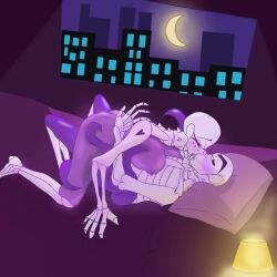 1boy 1boy1girl 1girls 2d 2d_(artwork) armeris_moon bed bedroom big_breasts blush female female_sans fresh_sans kissing male male/female on_bed rule_63 sans sans_au sans_oc sanscest skeleton straight tagme tentacles undertale_(series) undertale_au