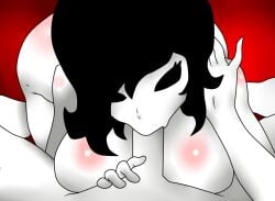 big_breasts black_hair blowjob breasts creepypasta doggy_style fellatio female huge_breasts jane_the_killer jeff_the_killer kneeling long_hair male nude oral oral_sex pale_skin partial_male penis pov