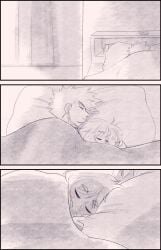 1boy 1boy1girl 1girls bed bedroom cuddle cuddling female katsuki_bakugou male my_hero_academia ochako_uraraka sleeping spiky_hair straight tagme wholesome