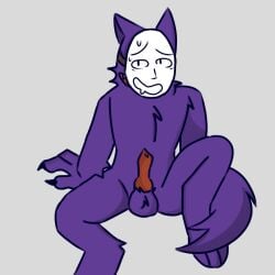 embarrassed_nude_male furry kedamono_(popee_the_performer) male mask popee_the_performer purple_body solo_male