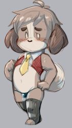 1boy 2018 animal_crossing anthro blush bulge canid canine canis clothing color crossdressing dandi digby_(animal_crossing) digital_media_(artwork) dog_boy fur furry furry_only girly latex latex_underwear lowres male male_only nintendo small_bulge tail thong