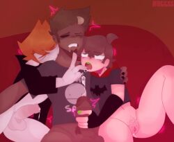 2022 3boys armchair background balls batman_(cosplay) beard big_penis bite biting_neck black_cloak brown_hair clitoris closed_eye cum dark-skinned_male edd_(eddsworld) eddsworld fangs finger_in_mouth gay gay_sex green_teeth half_naked halloween house interracial legs_up light-skinned_male light_skin long_gloves looking_up makeup male/male male_only masturbation matt_(eddsworld) moaning nrccsspuk orange_hair painted_nails penis penis_out piercings pointy_ears pole pubic_hair saliva seated tagme testicles thighs tom_(eddsworld) tongue_out trio vagina vampire yaoi