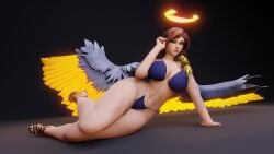 1girls 3d angel_wings bikini blender breasts female female female_only furia_(paladins) guidugalle halo heels high_heels paladins solo solo_female wings