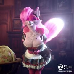 1girls 3d animated anthro cleavage_overflow crackiepipe denisse_(crackiepipe) feather_duster fox fur furry maid maid_outfit mp4 no_sound pink_fur video zdotstudio