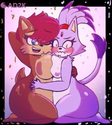 2022 2girls 5_fingers 5_toes anthro anthro_on_anthro anthro_only armpits ass big_ass big_breasts big_butt birthday blaze_the_cat blue_eyes blush breast_squish breasts brown_body brown_fur cat_girl catgirl chipmunk digital_drawing_(artwork) digital_media_(artwork) drawing embarrassed embarrassed_nude_female eyelashes fangs feline fluffy flustered fur furry furry_female furry_only furry_tail gem hug huge_ass huge_butt hugging looking_at_viewer mammal mobian mobian_(species) naked naked_female nude nude_female nudity oerba_yun_fang open_mouth open_smile princess purple_body purple_fur red_hair royalty sally_acorn sega smile smiling smiling_at_viewer sonic_(series) sonic_the_hedgehog_(archie) sonic_the_hedgehog_(comics) sonic_the_hedgehog_(series) squish squished_breasts superhypersonic2000 thick thick_ass thick_legs thick_thighs white_fur yellow_eyes