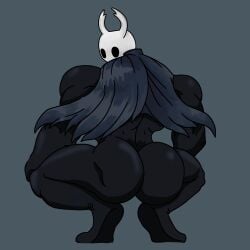 1boy 2021 arthropod ass ass_focus big_ass big_butt big_muscles broly_culo butt butt_focus crouching fecharis grey_background highres hollow_knight horn hwacha_wolf insect male male_only meme muscular muscular_male parody protagonist_(hollow_knight) simple_background solo spread_legs spreading team_cherry vessel_(species) video_games