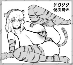 bikini cube_(huidama) girls_und_panzer huge_breasts itsumi_erika solo tiger_girl tiger_print year_of_the_tiger