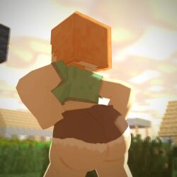 1:1 3d alex_(minecraft) animated ass ass_focus ass_shake big_ass black_wool block blocks bottom_heavy brown_shorts bubble_butt cobblestone crop_top cuteskyler denim denim_clothing denim_shorts eyelashes farm fence fences gigantic_ass ginger glass grass green_shirt hotpants house huge_ass huge_butt hyper_ass hyper_butt jiggle massive_ass mine-imator minecraft orange_hair potato potatoes pulling_up_pants red_hair shaking_ass shaking_butt short_sleeves shorts shortshorts solo sound sound_effects square_head stairs stone_wall tagme thighs torch town video village villager_(minecraft) well wheat wood