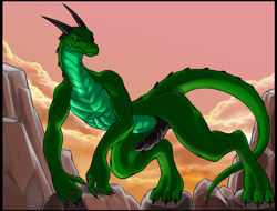 1boy dragon green horns male male_only matt_burt nude penis ribbed scalie solo unusual_penis