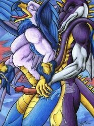 anal anal_sex avian colors cum cumshot dragon erection foxxfire furry furry_only gay gryphon male no_humans orgasm penetration penis scalie