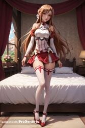 1girls ai_generated armor asuna_(sao) bare_shoulders bed bedroom braid breastplate breasts brown_eyes brown_hair curtains day detached_sleeves deviantart_username dress flower french_braid full_body hi_res high_heels indoors lamp lips long_hair long_sleeves looking_at_viewer medium_breasts miniskirt on_bed patreon_username pillow pleated_skirt progenarts red_footwear red_skirt skirt solo standing sword_art_online thighhighs thighs very_long_hair white_sleeves white_thighhighs window yuuki_asuna zettai_ryouiki