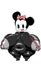 1girls areola areola_slip areolae areolae_slip belly belly_button big_breasts black_body breasts breasts_apart chubby chubby_female disney female huge_breasts mickey_mouse_shorts minnie_mouse nipples sagging_breasts short_stack shortstack slightly_chubby sling_bikini smile