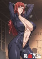 1girls ai_generated arms_up ass avengers black_widow_(marvel) blue_eyes bodysuit cameltoe cleavage hanajisensei marvel marvel_comics marvel_rivals mature mature_female midriff milf open_clothes red_hair slender_body slender_waist thighs tight_clothing unzipped_bodysuit 鼻血先生