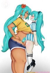 1futa 2girls argentina argentinian_miku big_ass big_breasts big_penis brazil brazilian brazilian_female brazilian_miku breasts breasts_out christian2005am dominant_female domination female/female female_domination female_penetrated futa_on_female futadom futanari hair hatsune_miku nipple_bulge nipples pubic_hair size_difference small_ass small_breasts smaller_female standing standing_sex vaginal_penetration vocaloid