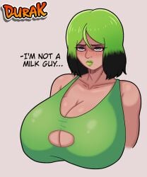 1girls 2024 big_breasts big_breasts big_breasts billie_eilish black_hair blue_eyes breasts breasts breasts durak female female_focus female_only gray_eyes green_hair green_lips lips solo thick