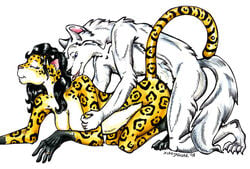 1990s 1998 20th_century anthro bliz canine couple doggy_style ex-husband female fur furry jaguar male self_portrait sex straight wolf xianjaguar