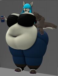 3d anthro bbw big_breasts breasts cleavage female furry huge_breasts kingofthekabuto overweight queenofthekabuto tagme thick_thighs wide_hips