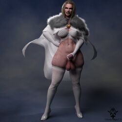 1futa 3d 3d_(artwork) big_balls big_penis blonde_hair emma_frost erection futa_only futanari holding_penis marvel penis solo solo_futa valentine_mafia3d x-men