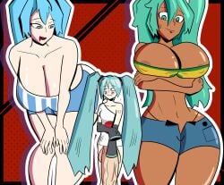 1futa 2girls 2girls1futa after_sex argentinian_miku big_breasts big_penis big_penis_adoration bigger_female blue_eyes blue_hair brazilian_miku cock_shock dark-skinned_female dark_skin futanari hatsune_miku hyper_ass hyper_balls hyper_breasts hyper_penis inminent_sex interracial japanese latina latina_milf light-skinned_female light_skin nipple_bulge small_but_hung smaller_futanari surprised vocaloid