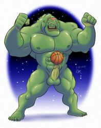 1boy 2019 anthro balls bang_(space_jam) bara basketball_(ball) dated erection gepredators looney_tunes male male_only monster muscular nipples penis solo space_jam warner_brothers