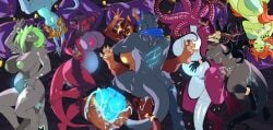 2_penises absurd_res anal anal_penetration anthro aquatic bodily_fluids breasts capcom cum cum_inflation cum_inside dauna_(reptilligator) double_penetration dragon eldritch_abomination female fish flying_wyvern from_front_position gamersupps gargantuan_leviathan_(subnautica) genital_fluids genitals glowing glowing_belly glowing_cum goblin group group_sex harem hi_res hybrid inflation kobold kyabetsu looking_pleasured male male/female mating_press messy_orgasm monster_hunter multi_genitalia multi_penis mythological_creature mythological_scalie mythology nargacuga nipples nude orgasm orgy penetration penis scalie scar sex shark shashai_(durgonbutt) tag unusual_bodily_fluids unusual_cum unusual_genital_fluids vayhl'ayne_(vahlyance) wheelie_(character)