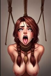 ahegao ai_generated asphyxiation braided_hair braided_twintails brunette brunette_hair corpse crying dead death dying hanging_breasts hiddenone19 imminent_death necrophilia noose perchance_ai predicament_bondage rope slave slavegirl snuff strangled strangling strangulation tears tears_of_desperation tears_of_pain tits tits_out torso