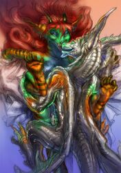 couple dragon female male marie_(dragon) mariecannabis overhead platinum_(metal) scalie sex straight