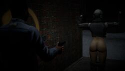 1boy 1girls 3d alleyway artist_request before_rape bottomless bottomless_female breasts citizen_(half-life_2) citizen_(half-life_series) civil_protection_(half-life_series) dark-skinned_male dark_skin female gas_mask gun half-life_(series) half-life_2 hl2 light-skinned_female light_skin male mask masked masked_female metropolice_female_(half-life_series) pistol surrounded weapon