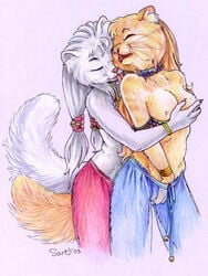 anthro collar couple feline female fur furry hand_in_pants harem hug licking masturbation no_humans sara_palmer tongue uncensored yuri