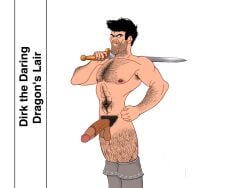 big_dick cartoon dirk_the_daring dragon’s_lair gay hairy_chest hairy_legs hard_on knight stripping stubble sword video_games