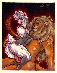 anthro couple feline female fur furry lion male multi_nipple savannah_horrocks sex sheep straight tattoo