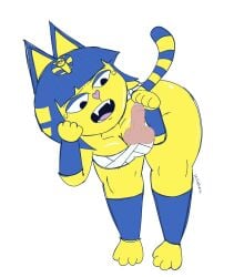 1girls animal_crossing ankha ass balls bikini breasts female penis skullyhearts tagme