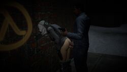 1boy 1girls 3d alleyway anal anal_sex artist_request bottomless bottomless_female citizen_(half-life_2) citizen_(half-life_series) civil_protection_(half-life_series) dark-skinned_male dark_skin erect_penis erection female firearm from_behind gas_mask gun half-life_(series) half-life_2 hl2 light-skinned_female light_skin male mask masked masked_male metropolice_female_(half-life_series) penis pistol rape surrounded weapon