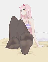 barefoot darling_in_the_franxx feet female foot_focus nylons pantyhose pov pov_eye_contact pov_feet soles stockings zero_two_(darling_in_the_franxx)