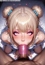 ai_generated balls basehentaiai blowjob condom femboy otoko_no_ko penis pov trap yaoi