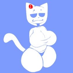 animal_humanoid anthro big_breasts big_thighs cat_ears cat_tail clyde_(discord) discord_(app) domestic_cat female female_only panties shirt white_skin