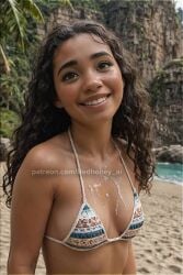 ai_generated beach bikini bikini_top cum cum_on_breasts disney disney_princess moana moana_waialiki realistic realistic_proportions redhoney.ai sexy smile swimsuit swimwear tagme tan_skin video