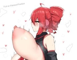 1girls 2d 2d_(artwork) areolae big_breasts blush bouncing_breasts breasts cropped cropped_image dotthebot fanbox_reward female female_only heart heart_symbol huge_breasts implied_sex kasane_teto large_areolae large_breasts nipples patreon patreon_reward red_eyes red_hair sex twin_drills utau