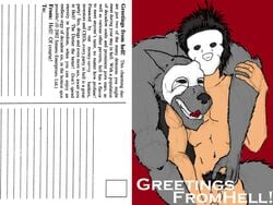 canine furry_hell gay greeting hell human male penis postcard pubic_hair the_truth wolf wolfbyte yiff_in_hell