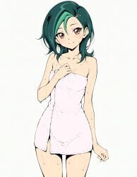 ai_generated kotori_mizuki naked_towel small_breasts tori_meadows wet yu-gi-oh!_zexal