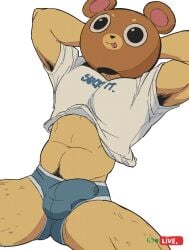 abs bara biceps big_bulge bulge clothing erection_under_clothes male male_only manly muscular_male pecs penis_outline toumaart