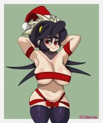 1girls belly big_breasts blush chubby filia_(skullgirls) nipples olimoonn shaved_crotch shaved_pussy skullgirls thick_thighs tummy