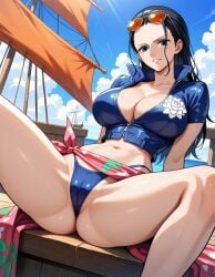 ai_generated anime anime_girl anime_style artist_request bra camel_toe cameltoe character female female_focus female_human female_only lingerie lingerie_bra lingerie_panties manga nico_robin one_piece panties pirate sexy sexy_body sexy_clothing straw_hat